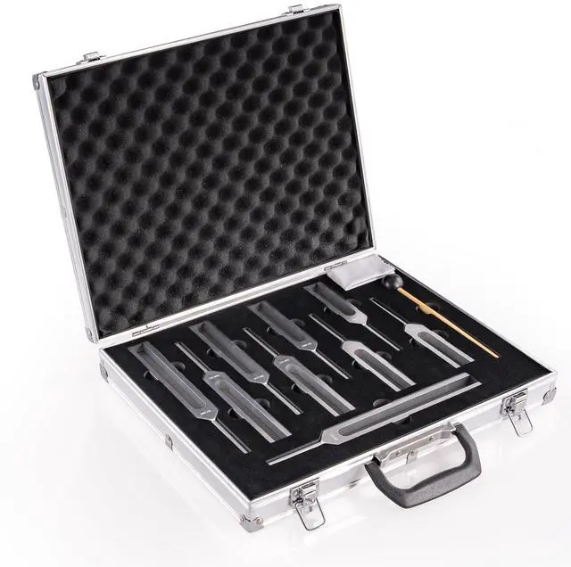 Main image of Solfeggio Tuning Fork Set, 9 Solfeggio Tuning Forks for Healing, Sound Therapy, 6 Standard Frequencies and Missing 3 Frequencies Tuning Forks Set with Tuning Fork Activator and Gift Box