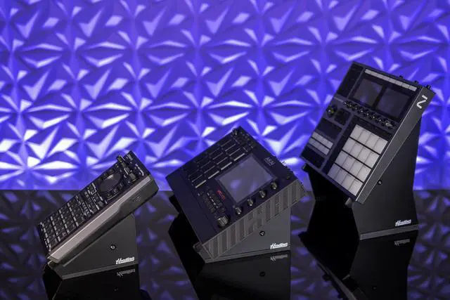 Alt view image 7 of 7 - Headliner Adjustable Steel Desktop Production Stand; 55 Degree Angle; Fits Larger Desktop Synths, Samplers, Effects Modules, Drum Machines and more Music Production Gear for your Studio
