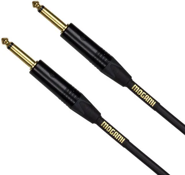Main image of Gold Instrument 10 Guitar Instrument Cable, 1/4" TS Male Plugs, Gold Contacts, Straight Connectors, 10 Foot, Guitar Cable with OFC Core, Anti-Noise Shielding, Pro Audio Quality