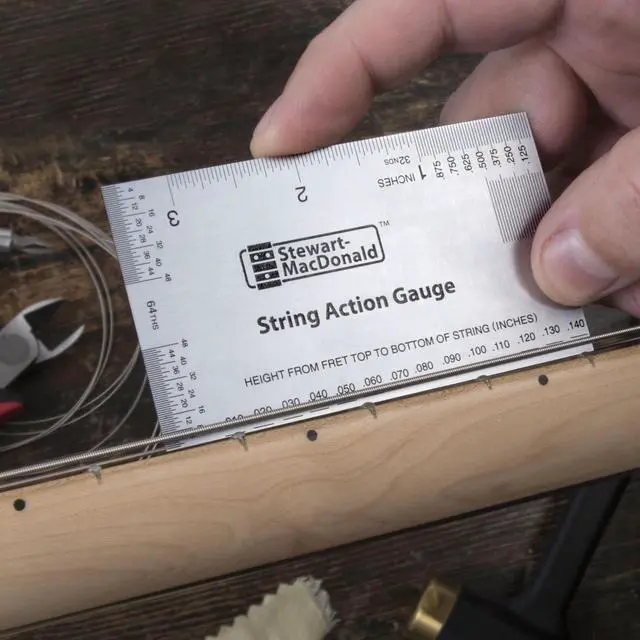 Alt view image 2 of 6 - Basic Guitar Setup Kit, Inches, 3-Piece Luthier Tools | String Action Gauge, 18 Inch Precision Straightedge and 9 Understring Radius Gauges, Accurate Easy to Read Guitar Tools