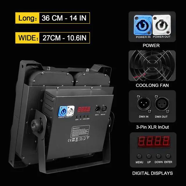 Alt view image 4 of 7 - COB Stage Lights, 400W LED Par Light, 3500K~7500K Spotlights LED Blinder Warm&Cold White DMX512 Sound Activated for Church Events Wedding Parties Concert Theater