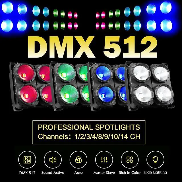 Alt view image 2 of 7 - COB Stage Lights, 400W LED Par Light, RGBWAUV 6-in-1 Spotlights LED Blinder Warm&Cold White DMX512 Sound Activated for Church Events Wedding Parties Concert Theater