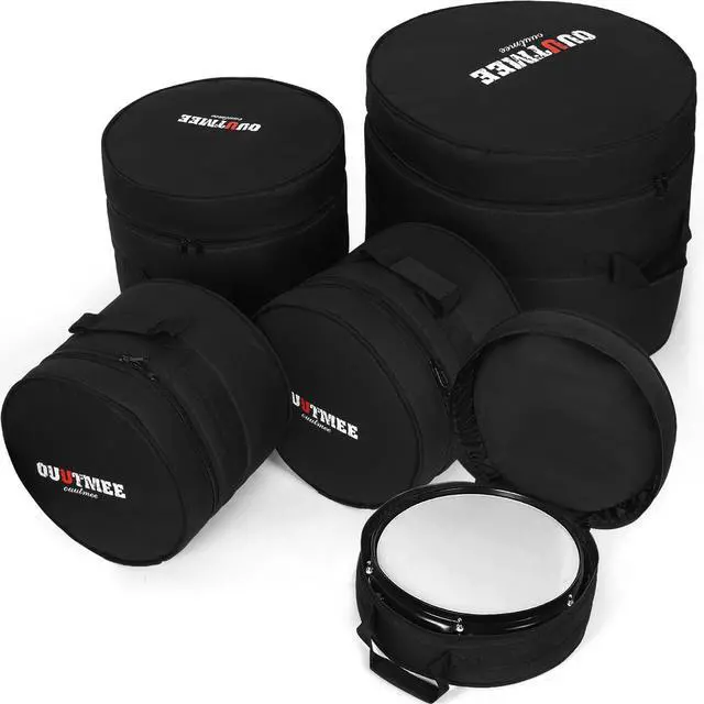 Main image of 5 Piece 10mm Padded Drum Bag Set for 12" Tom, 13" Tom, 14" Snare, 16" Floor Tom, 22" Bass Drum Carrying Cases Cover