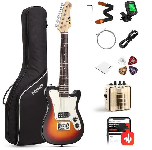 Main image of 30 Inch Kids Electric Guitar Beginner Kit TL Style Mini Electric Guitar for Kids with Amp, 600D Bag, Tuner, Picks, Cable, Strap and Extra Strings, DTJ-100S, Sunburst