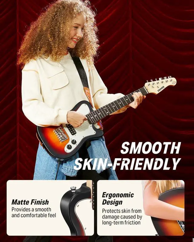 Alt view image 5 of 7 - 30 Inch Kids Electric Guitar Beginner Kit TL Style Mini Electric Guitar for Kids with Amp, 600D Bag, Tuner, Picks, Cable, Strap and Extra Strings, DTJ-100S, Sunburst
