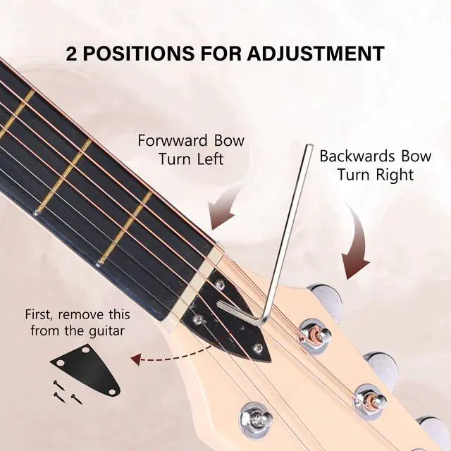 Alt view image 4 of 7 - Acoustic Guitar Kits for Beginners Adults - 38" Steel-String Guitars Bundle with Online Lesson Wooden Bowl Guitarra Starter Set Package with Bag, Strap, Picks, Capos, Kazoo, White
