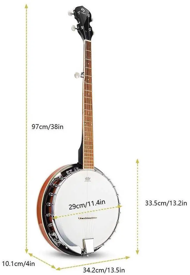 Alt view image 3 of 7 - Banjo 5 String Full Size Banjos Set with Resonator, Remo Head, Beginner Banjo Kit with Closed Back, Premium Accessories for Adults, Teenager