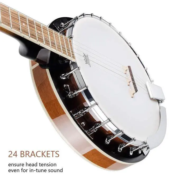 Alt view image 6 of 7 - Banjo 5 String Full Size Banjos Set with Resonator, Remo Head, Beginner Banjo Kit with Closed Back, Premium Accessories for Adults, Teenager