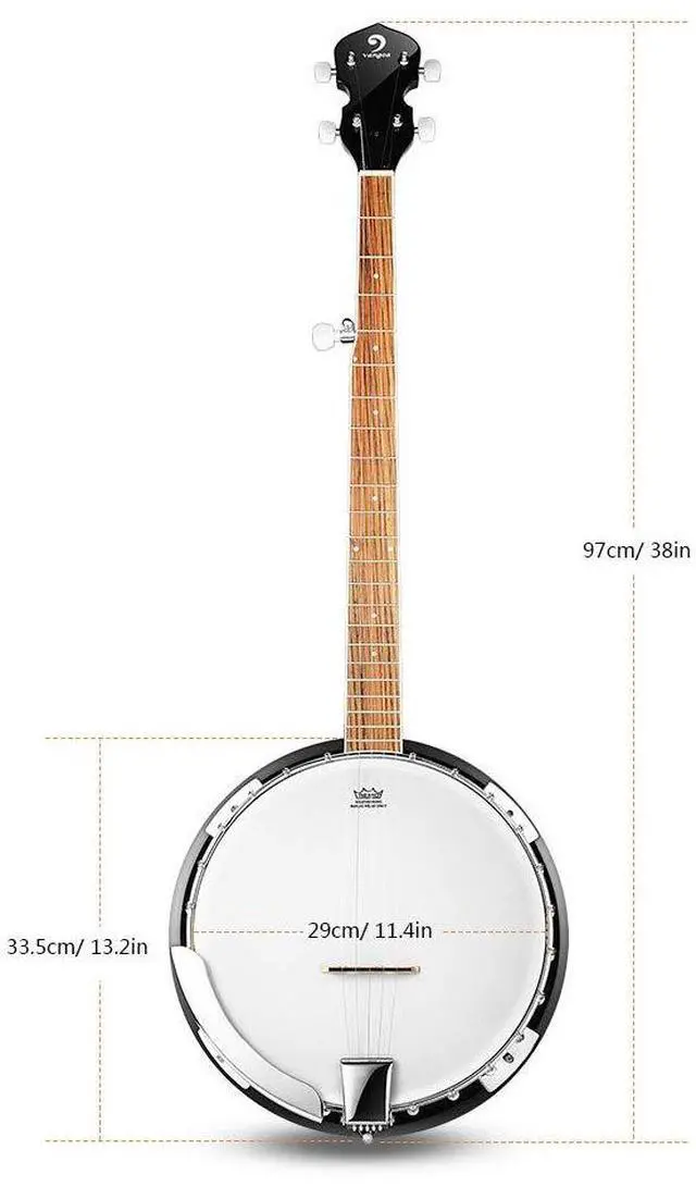 Alt view image 7 of 7 - Banjo 5 String Full Size Banjos Set with Resonator, Remo Head, Beginner Banjo Kit with Closed Back, Premium Accessories for Adults, Teenager