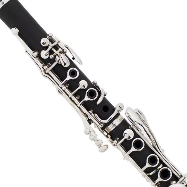 Alt view image 2 of 6 - Ebonite Bb Clarinet with 2 Barrels, Cleaning Kit - Black | B Flat Clarinet with 10 Reeds, Mouthpiece Brush/ Pad Brush, Stand, Case, Pocketbook, Cork Grease, Cleaning Kit for Beginner