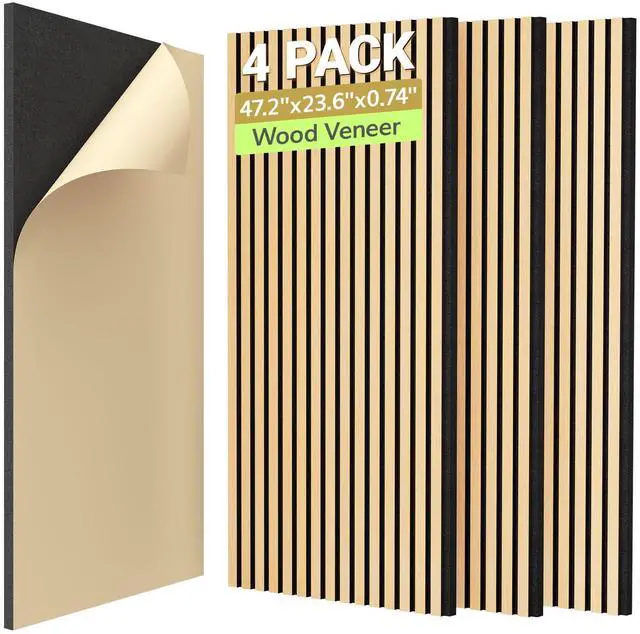 Main image of Dual-Layer Thickened Acoustic Wall Panels Self Adhesive, 4 Pack 47.2"x23.6"x0.72" High Density Large Sound Proof Panels for Walls, Peel and Stick Wall Panels for Interior Wall Décor, Oak