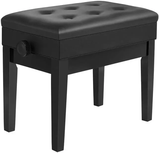 Main image of Adjustable Wooden Piano Bench Stool with Sheet Music Storage Black ULPB57H