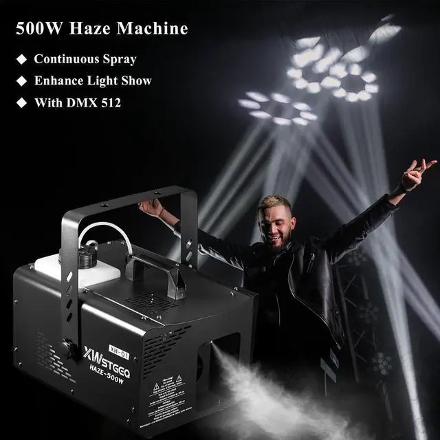Alt view image 2 of 7 - 500W Haze Machine with 1.2L Tank DMX Wireless Manual Control | Low Noise, Fast Preheat, 4H Continuous Fog, Safe Overheat Protection for DJ Halloween Stage Christmas Party