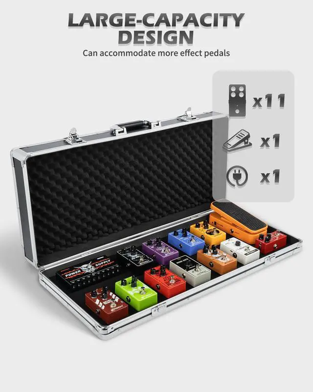 Alt view image 2 of 6 - Guitar Pedal Case STANDARD 28, 27.5" x 11.8" x 4.3" Large Aluminum Locking Effect Pedal Case with Mounting Tape, Compatible with Single Pedals & Multi-Effects