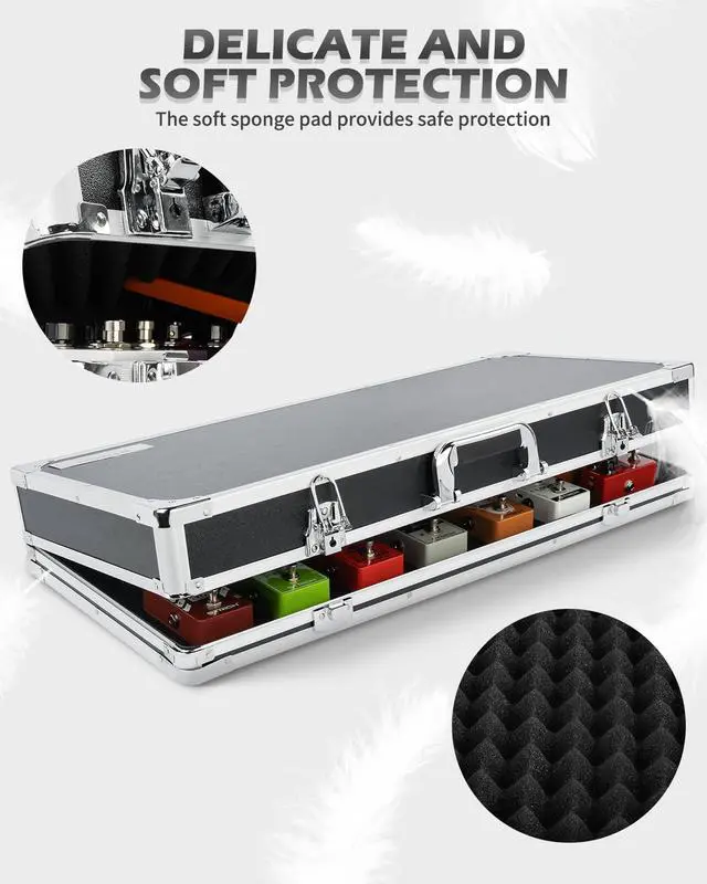 Alt view image 3 of 6 - Guitar Pedal Case STANDARD 28, 27.5" x 11.8" x 4.3" Large Aluminum Locking Effect Pedal Case with Mounting Tape, Compatible with Single Pedals & Multi-Effects