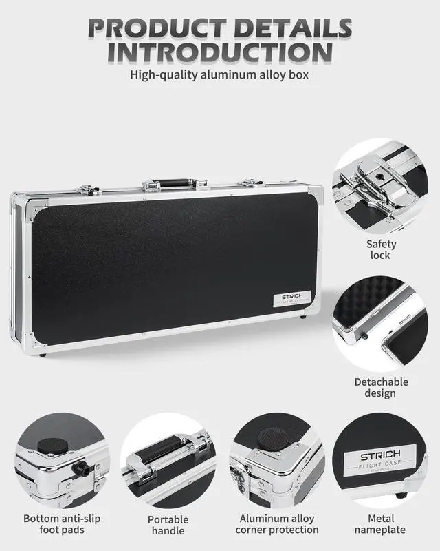 Alt view image 4 of 6 - Guitar Pedal Case STANDARD 28, 27.5" x 11.8" x 4.3" Large Aluminum Locking Effect Pedal Case with Mounting Tape, Compatible with Single Pedals & Multi-Effects