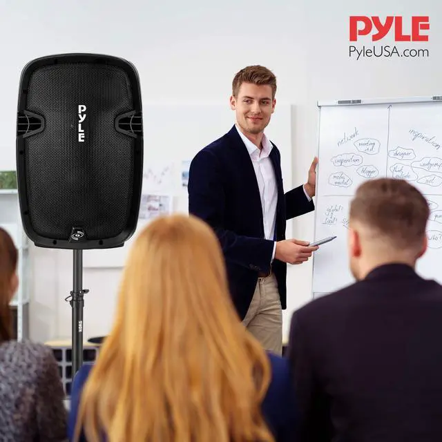 Alt view image 7 of 7 - Karaoke Portable PA Speaker System - 1600W Active Powered Bluetooth Compatible Speaker, Rechargeable Battery, Easy Carry Wheels, USB MP3 RCA, FM Radio, 2 UHF Microphone, Remote