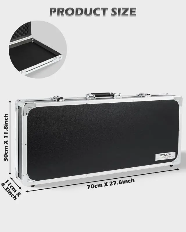 Alt view image 5 of 6 - Guitar Pedal Case STANDARD 28, 27.5" x 11.8" x 4.3" Large Aluminum Locking Effect Pedal Case with Mounting Tape, Compatible with Single Pedals & Multi-Effects