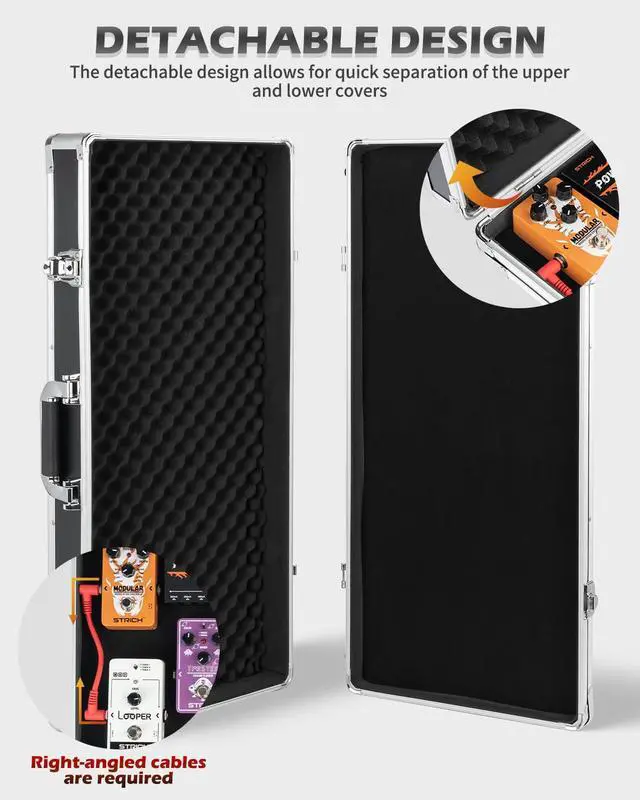 Alt view image 6 of 6 - Guitar Pedal Case STANDARD 28, 27.5" x 11.8" x 4.3" Large Aluminum Locking Effect Pedal Case with Mounting Tape, Compatible with Single Pedals & Multi-Effects