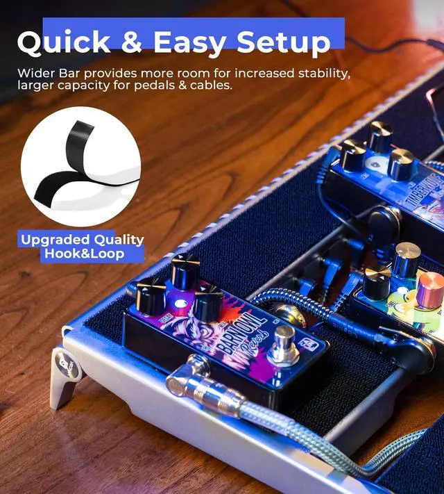 Alt view image 5 of 7 - Guitar Pedal Board with Isolated Power Supply, PD-M Aluminum One-Piece-Bent Portable Folding Powered Guitar Pedalboard with Premium Backpack-style Bag, Medium, 18"x13.5", 3.4lb, Gray