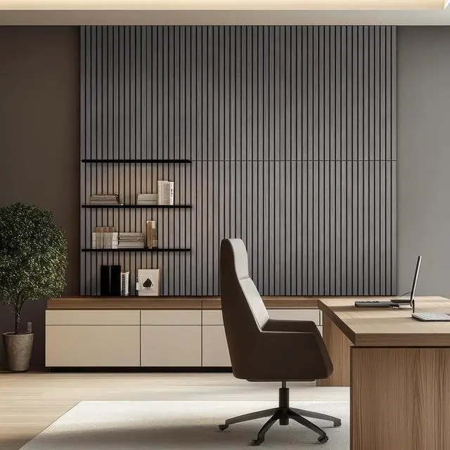 Alt view image 3 of 7 - 6 Pack Acoustic Panels, 47.2" x 23.6"Sound Proof Panel,Grey |, 0.4" Thick, Polyester Fiber Core with Wood Veneer, Easy to Cut & Install