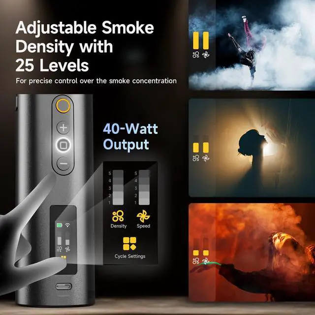 Alt view image 2 of 7 - CF5 Portable Fog Machine with Remote Control, 40W Rechargeable Handheld Smoke Machine for Photography/Christmas/Cosplay, Mini Fogger with RGB Lighting & Tyndall Effect (Indoor/Outdoor Use)