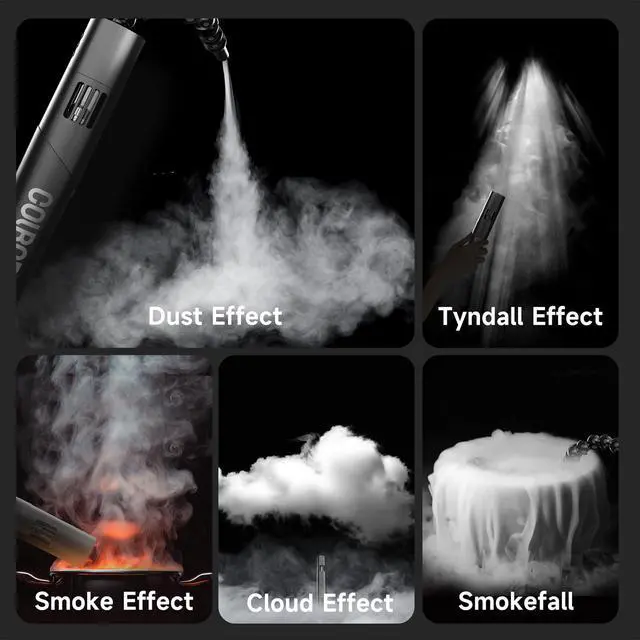 Alt view image 5 of 7 - CF5 Portable Fog Machine with Remote Control, 40W Rechargeable Handheld Smoke Machine for Photography/Christmas/Cosplay, Mini Fogger with RGB Lighting & Tyndall Effect (Indoor/Outdoor Use)