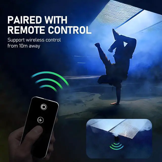 Alt view image 6 of 7 - CF5 Portable Fog Machine with Remote Control, 40W Rechargeable Handheld Smoke Machine for Photography/Christmas/Cosplay, Mini Fogger with RGB Lighting & Tyndall Effect (Indoor/Outdoor Use)