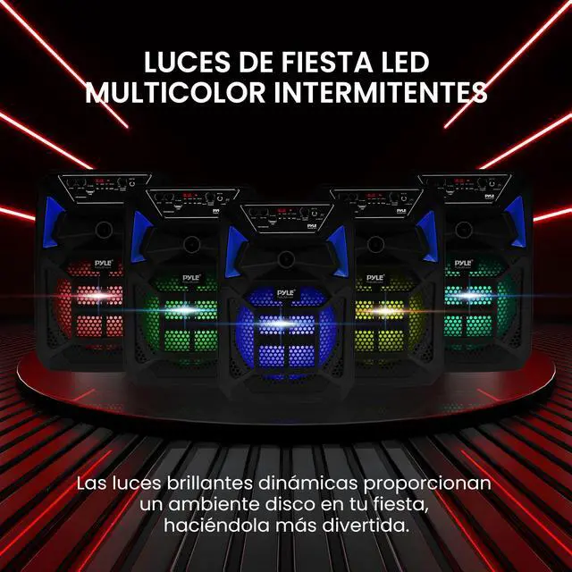 Alt view image 4 of 7 - Portable Bluetooth PA Speaker System - 400W Outdoor Bluetooth Speaker Portable PA System w/Microphone in, Party Lights, MP3/USB SD Card Reader, FM Radio, Rolling Wheels - Mic, Remote - PPHP82SM