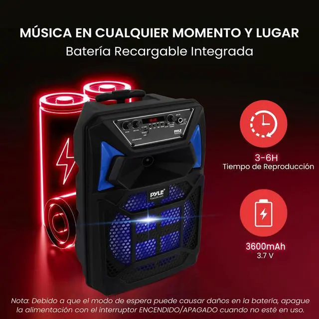 Alt view image 5 of 7 - Portable Bluetooth PA Speaker System - 400W Outdoor Bluetooth Speaker Portable PA System w/Microphone in, Party Lights, MP3/USB SD Card Reader, FM Radio, Rolling Wheels - Mic, Remote - PPHP82SM