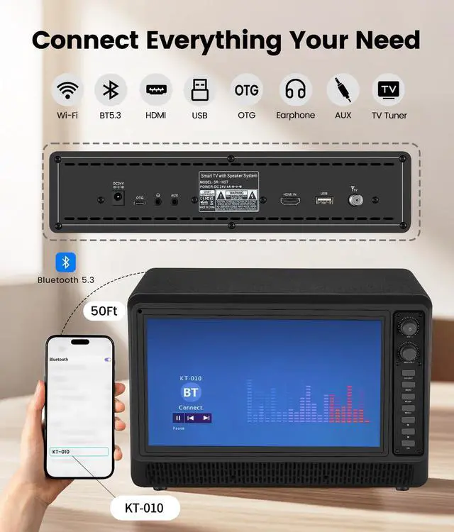 Alt view image 5 of 7 - 15.6 inch Smart Karaoke Machine for Adults with Lyrics Display, 200W Peak Power,Bluetooth Karaoke Speaker with 2 Microphones,Supports HDMI/USB/AUX Bluetooth Karaoke Machine for Home Party Camping