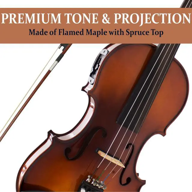 Alt view image 2 of 7 - 4/4 Acoustic Electric Violin, Solid Spruce Top, Antique Varnish