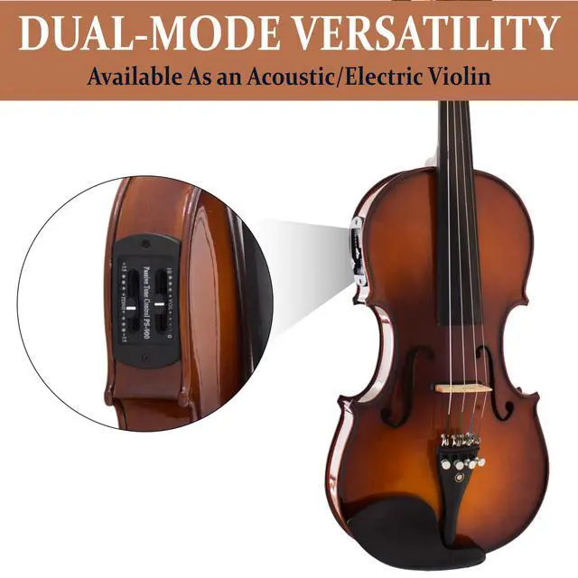Alt view image 5 of 7 - 4/4 Acoustic Electric Violin, Solid Spruce Top, Antique Varnish