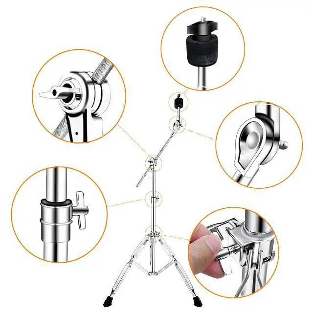 Alt view image 2 of 6 - Cymbal Stand 2Pack Adjustable Cymbal Boom Stand 28"-47.2" for Drum Hardware Cymbal Pack Boom Stand for Ride and Crash Cymbals
