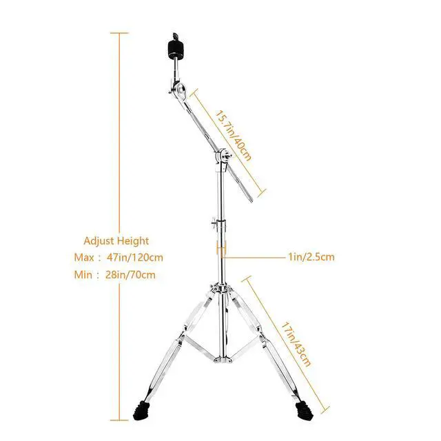 Alt view image 5 of 6 - Cymbal Stand 2Pack Adjustable Cymbal Boom Stand 28"-47.2" for Drum Hardware Cymbal Pack Boom Stand for Ride and Crash Cymbals
