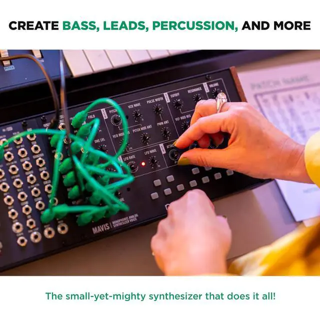 Alt view image 6 of 7 - Mavis - Standalone Semi-Modular Analog Synthesizer Kit with Keyboard, Analog Oscillator, Filter, Envelope Generator, Wavefolder, and Dust Cover