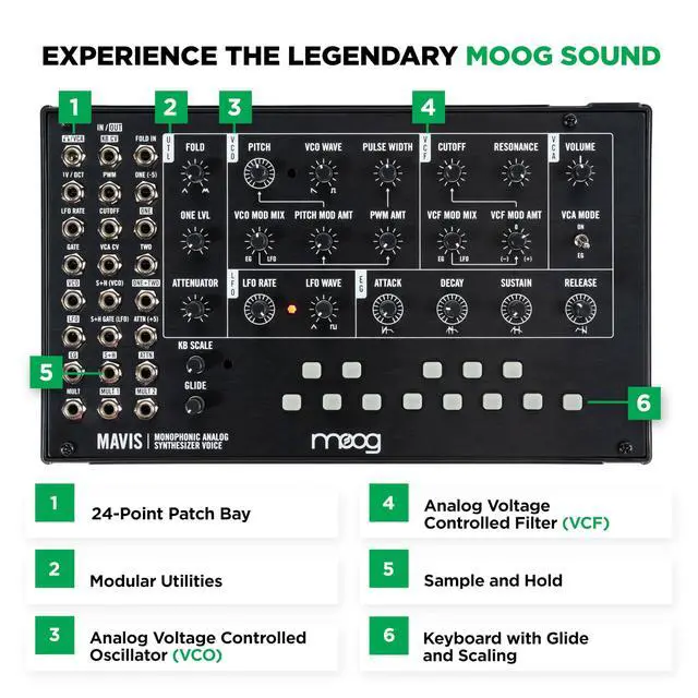 Alt view image 3 of 7 - Mavis - Standalone Semi-Modular Analog Synthesizer Kit with Keyboard, Analog Oscillator, Filter, Envelope Generator, Wavefolder, and Dust Cover