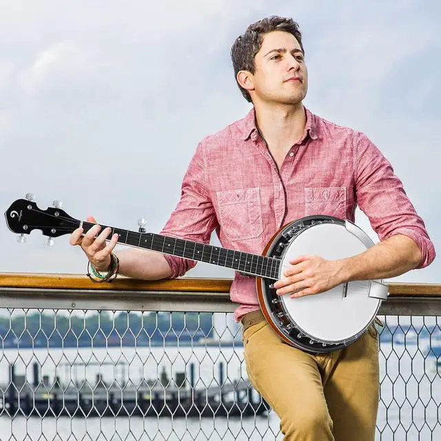 Alt view image 2 of 7 - LEFT-HANDED Banjo 5 String Mahogany Open Back Banjo with Resonator, Remo Drum Head, Geared 5th String Beginner Kit with Manual, Full Size