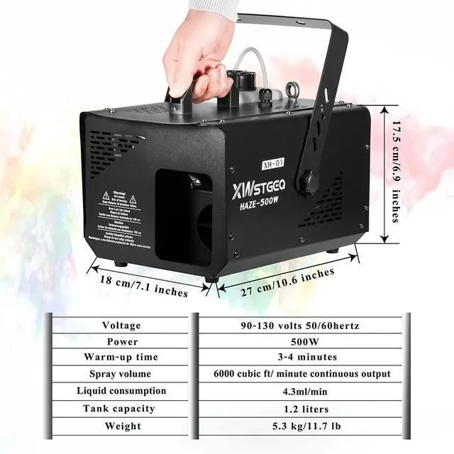 Alt view image 5 of 7 - 500W Haze Machine with 1.2L Tank DMX Wireless Manual Control | Low Noise, Fast Preheat, 4H Continuous Fog, Safe Overheat Protection for DJ Halloween Stage Christmas Party