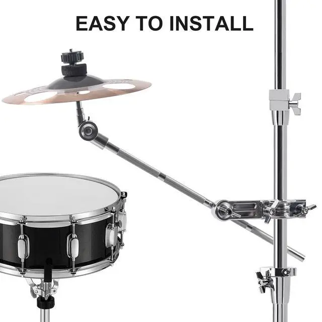 Alt view image 3 of 7 - Heavy-Duty Boom Cymbal Stand with Extension Arm and Clamp Mount | Convertible Boom/Straight Stand, Adjustable Hardware with Double Braced Legs for Heavy Ride, Crash and Splash Cymbals
