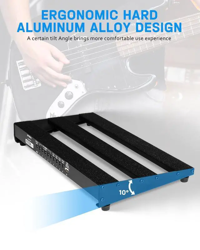 Alt view image 4 of 7 - Pedal Board with Built-in Power Supply, Guitar Pedalboard 15" x 7.8" Lightweight 2.17lb Aluminum Alloy with Pedal Cables, Bag, Hook Loop Strips MINI+ 15