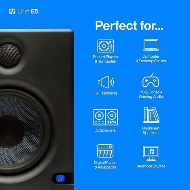 Alt view image 3 of 5 - Eris E5 Pair 2-Way 5.25 Near Field Studio Monitors