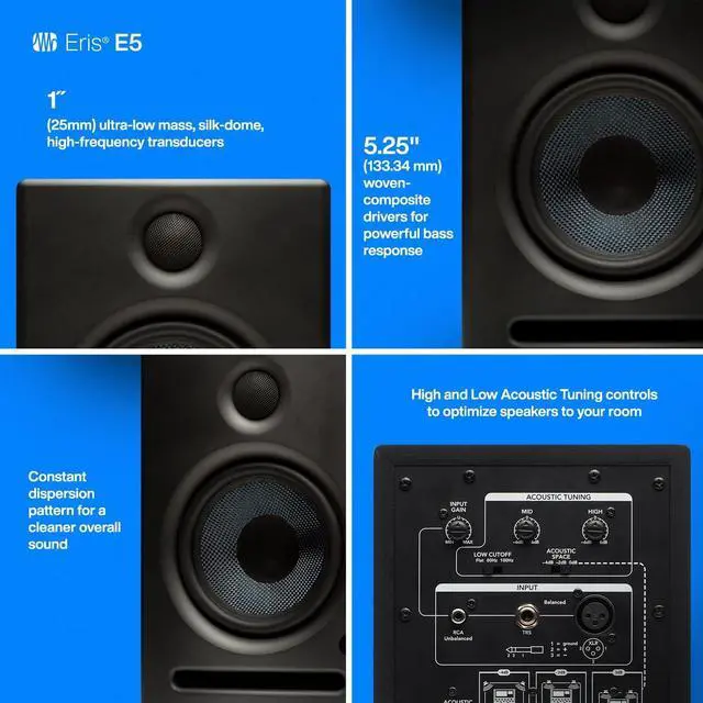 Alt view image 4 of 5 - Eris E5 Pair 2-Way 5.25 Near Field Studio Monitors