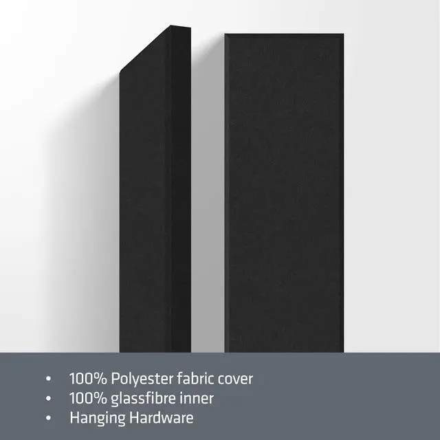 Alt view image 6 of 7 - 2 Thick Acoustic Panels with Hanging Brackets to the Wall, 2 PCS 47.2 x 11.8 Fiberglass Sound Absorbing Panels for Home Theater Church Office Wall or Ceiling, Deep Black