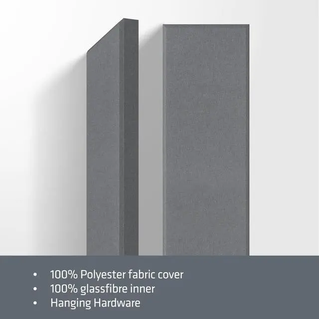 Alt view image 6 of 7 - 2 Thick Acoustic Panels with Hanging Brackets to the Wall, 2 PCS 47.2 x 11.8 Fiberglass Sound Absorbing Panels for Home Theater Church Office Wall or Ceiling, Light Grey