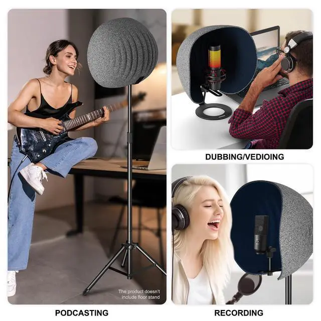 Alt view image 4 of 7 - Microphone Isolation Shield, Professional Recording Studio Equipment,360° Music Studio Mic Shield,Suitable for of Blue Yeti, Snowball iCE, HyperX QuadCast, SoloCast,Etc Recording Microphones