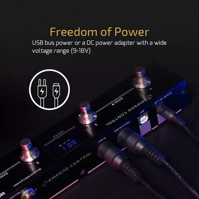 Alt view image 7 of 7 - MIDI Foot Controller Pedal Bluetooth Ampero Control 4 Button