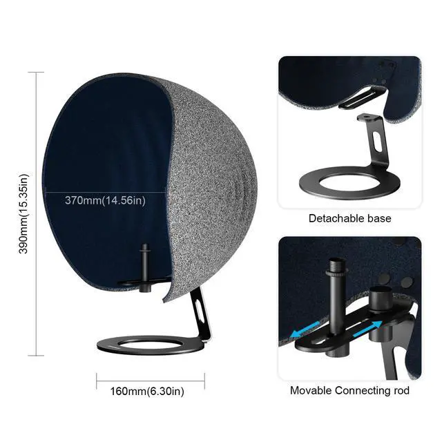Alt view image 6 of 7 - Microphone Isolation Shield, Professional Recording Studio Equipment,360° Music Studio Mic Shield,Suitable for of Blue Yeti, Snowball iCE, HyperX QuadCast, SoloCast,Etc Recording Microphones