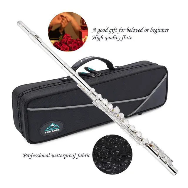 Alt view image 4 of 7 - Silver Plated Flute Instrument for Beginner Kids StudentClosed Hole Flutes 16 Keys C Flute with Carrying Case,StandCleaning kitGlovesTuning Rod(Silver Plated)