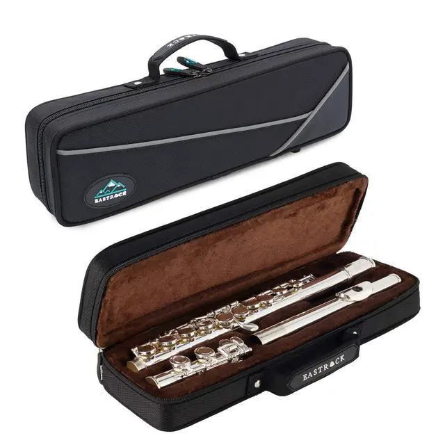 Alt view image 5 of 7 - Silver Plated Flute Instrument for Beginner Kids StudentClosed Hole Flutes 16 Keys C Flute with Carrying Case,StandCleaning kitGlovesTuning Rod(Silver Plated)